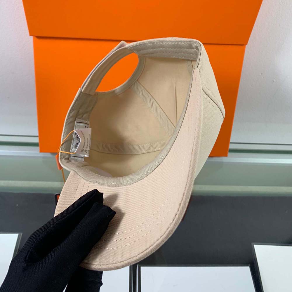 Hermes Men Miles H Circle Cap in Stretch Cotton-Beige - image 5