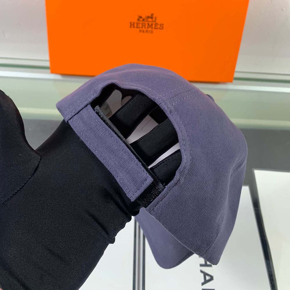 Hermes Men Miles H Circle Cap in Stretch Cotton-Navy - image 6