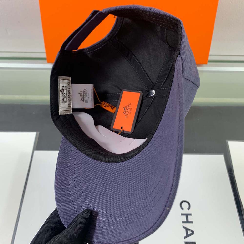 Hermes Men Miles H Circle Cap in Stretch Cotton-Navy - image 7
