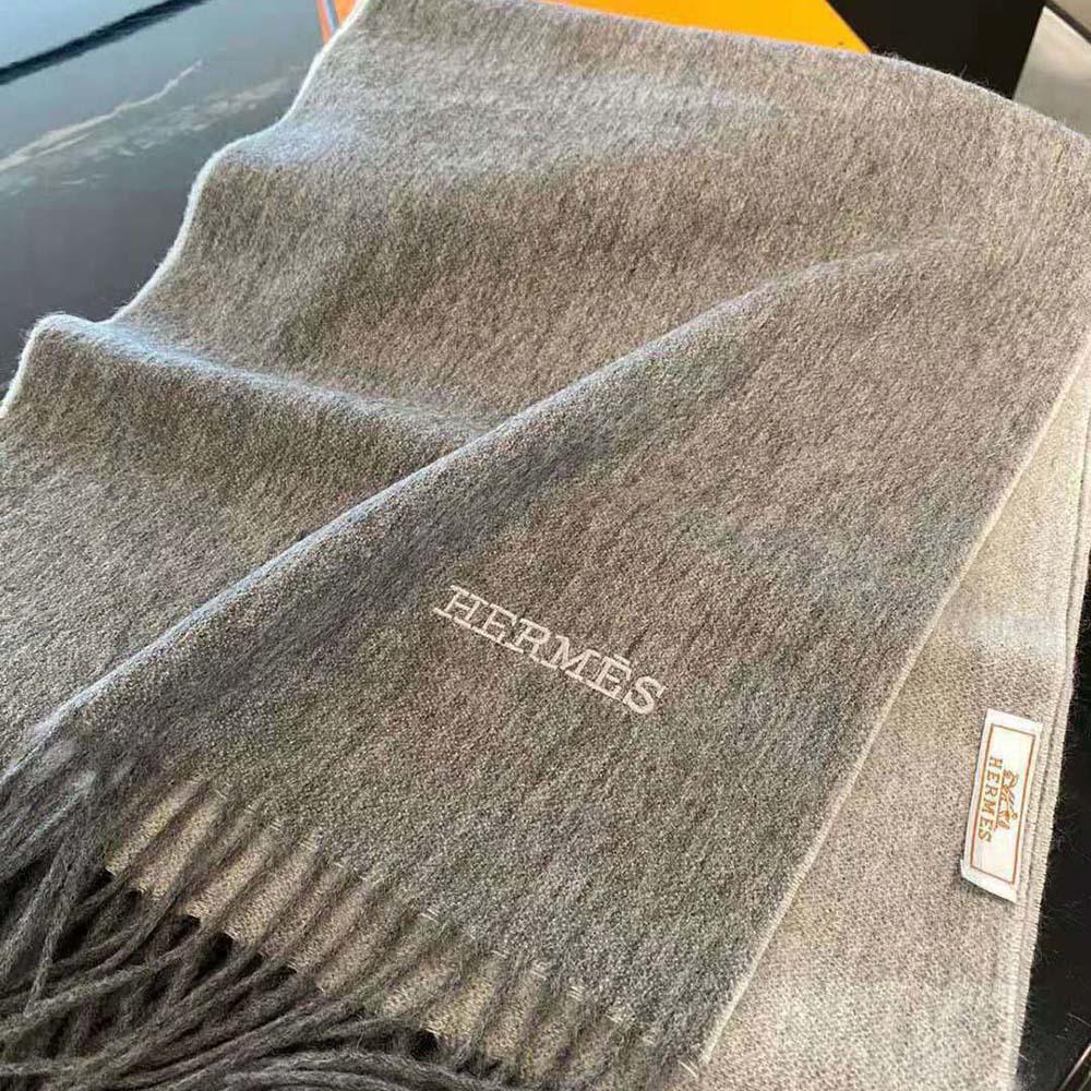 Hermes Unisex Double Face Stole-Silver - image 8