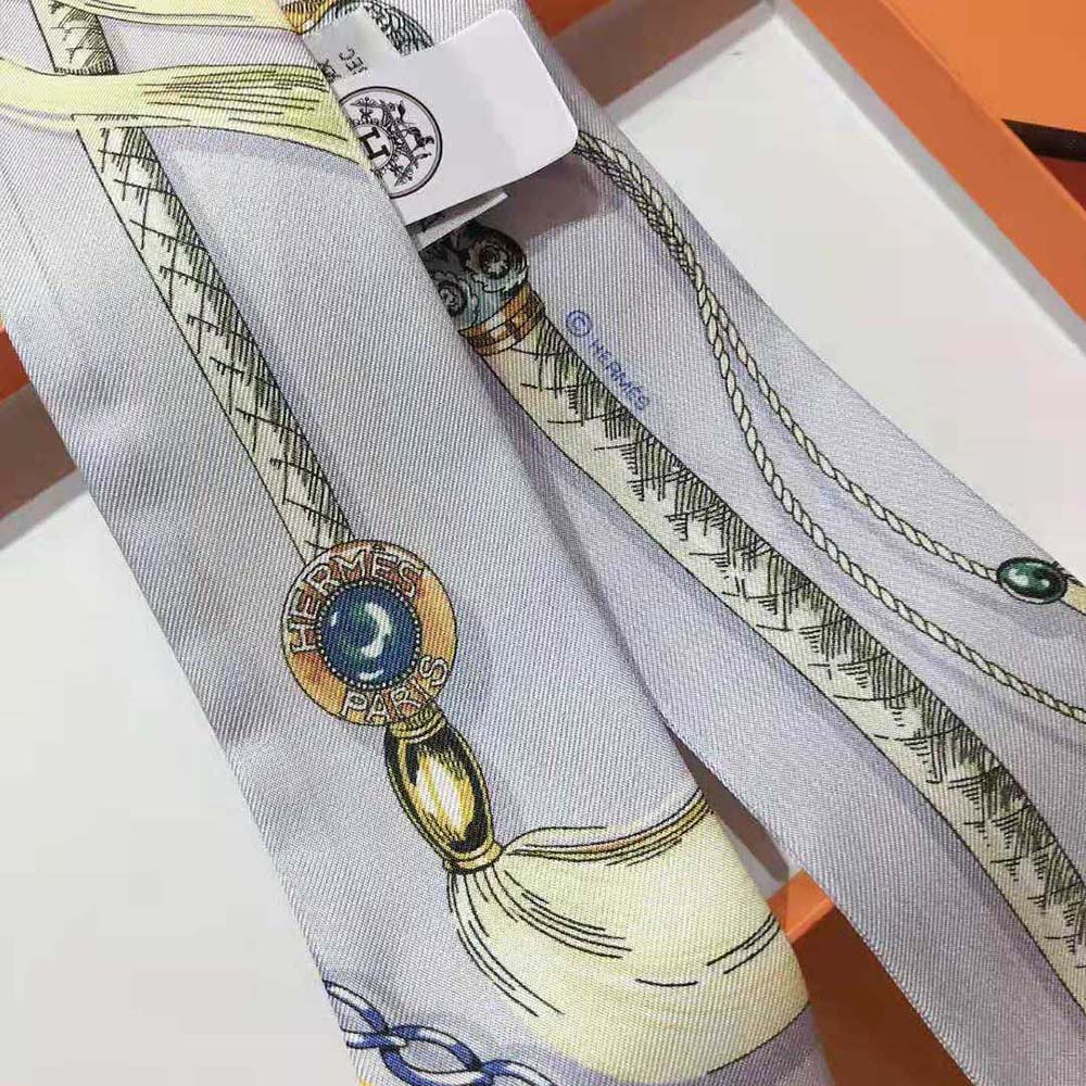 Hermes Women Cavalcades Twilly-Blue - image 7