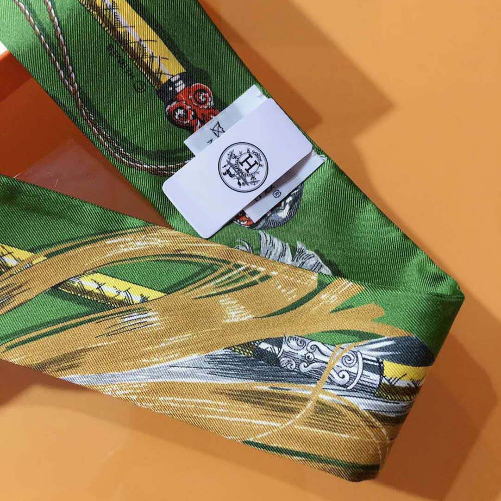 Hermes Women Cavalcades Twilly-Green - image 5