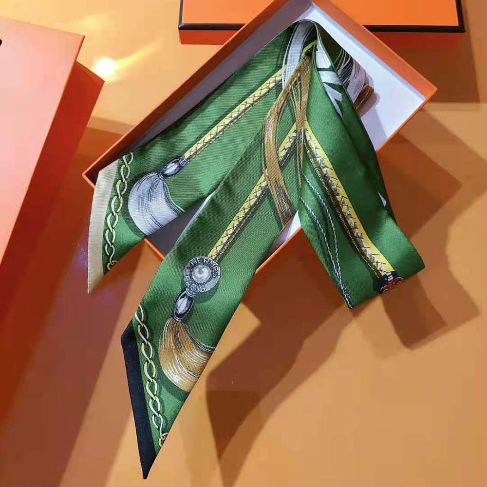 Hermes Women Cavalcades Twilly-Green - image 4