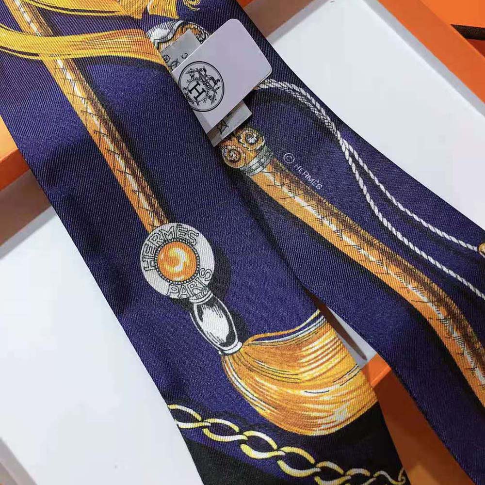 Hermes Women Cavalcades Twilly-Navy - image 6
