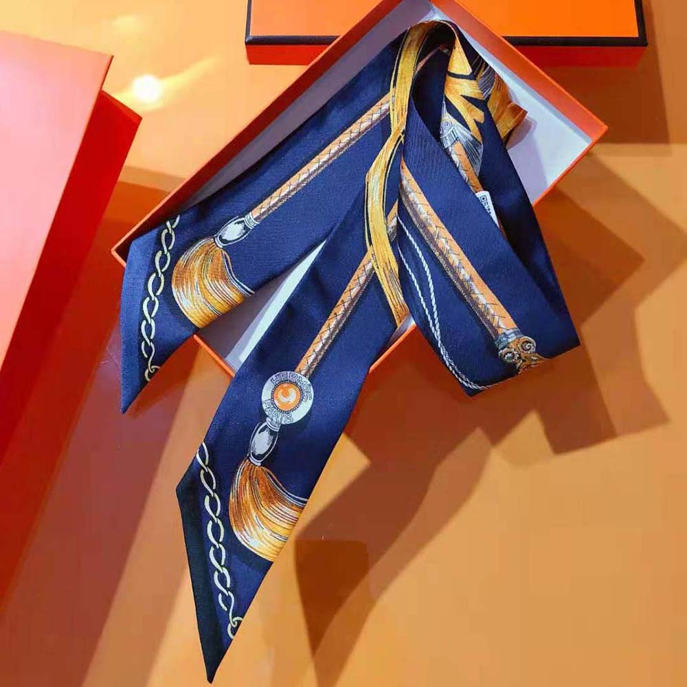 Hermes Women Cavalcades Twilly-Navy - image 4