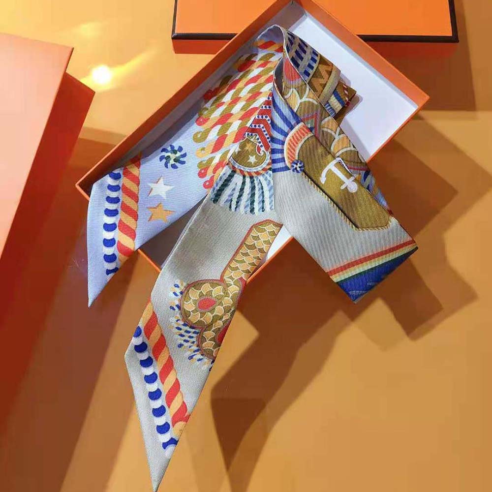 Hermes Women Cavalcades Twilly-Blue - image 4