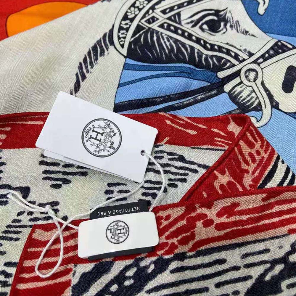 Hermes Women Cavalier En Formes Scarf 90-Blue - image 8