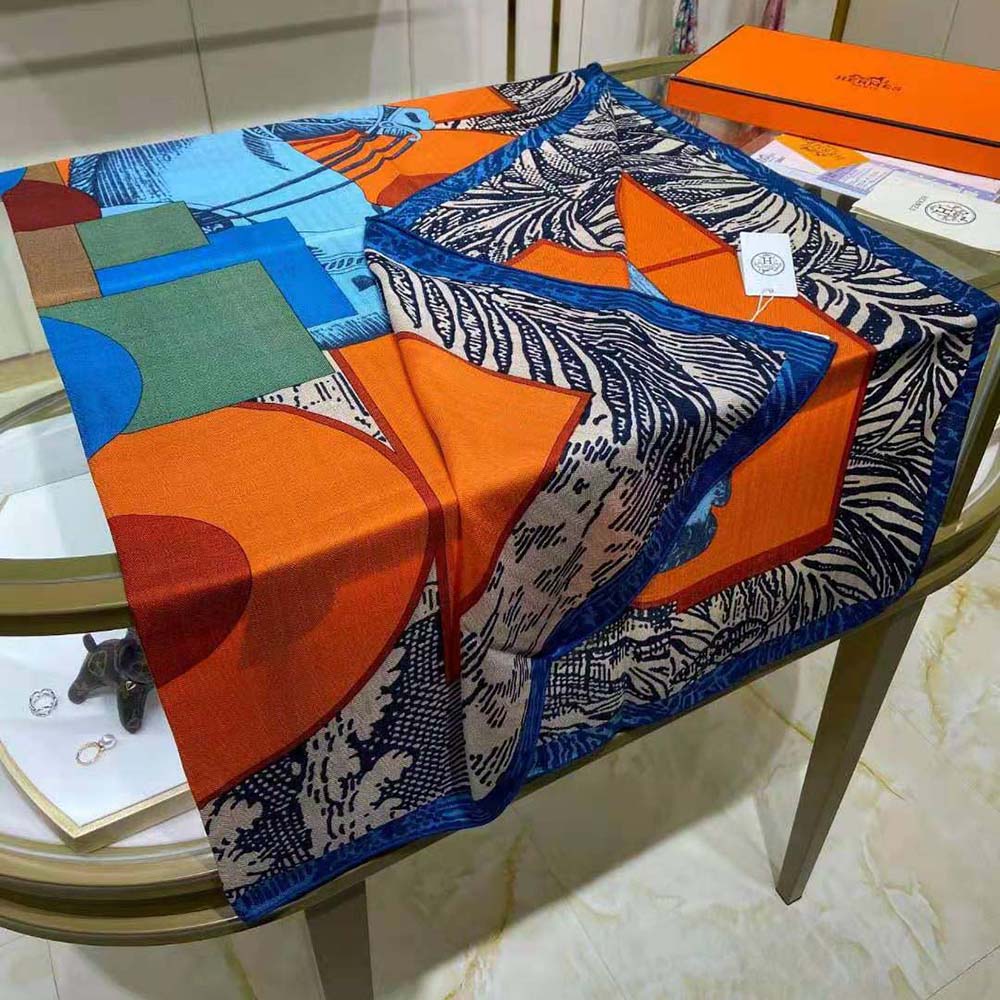 Hermes Women Cavalier En Formes Scarf 90-Orange - image 6