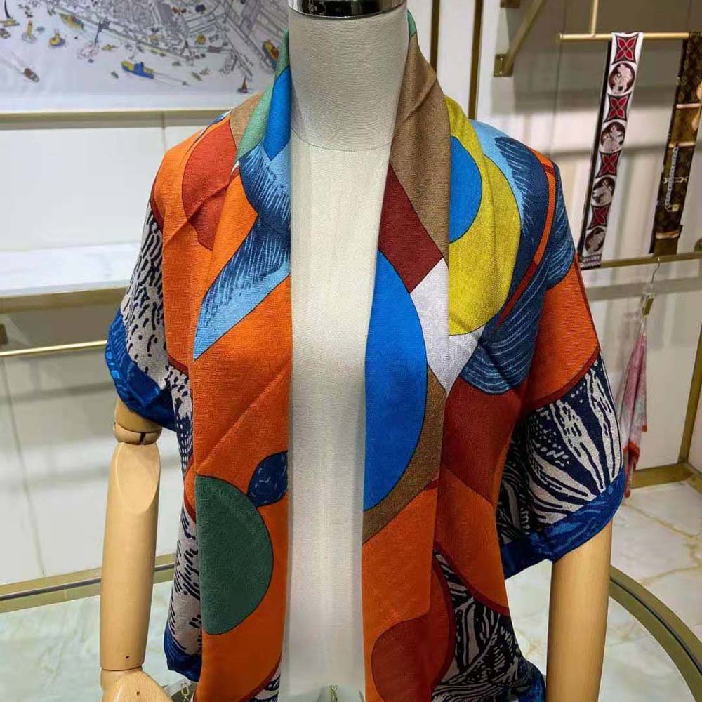 Hermes Women Cavalier En Formes Scarf 90-Orange - image 5