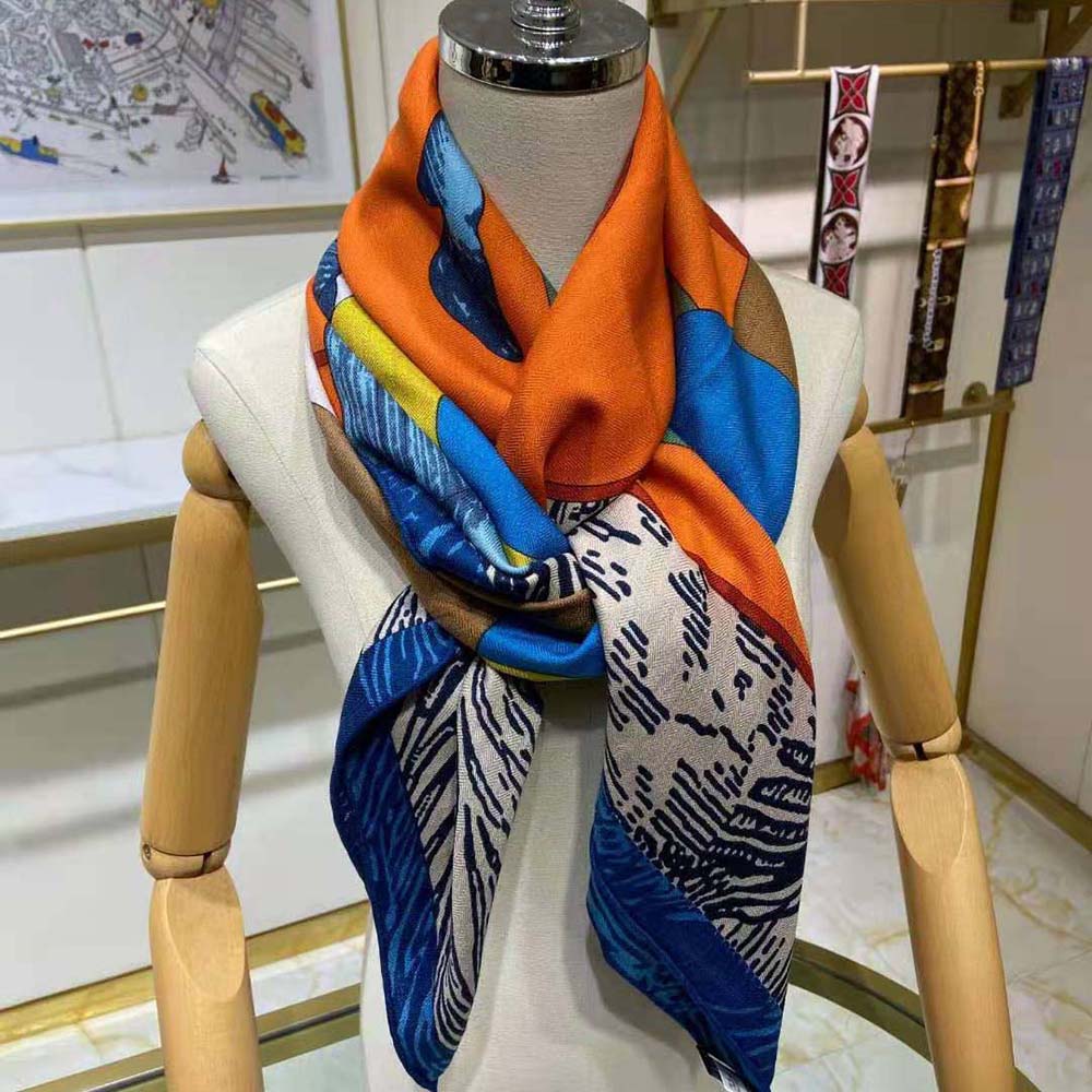 Hermes Women Cavalier En Formes Scarf 90-Orange - image 4