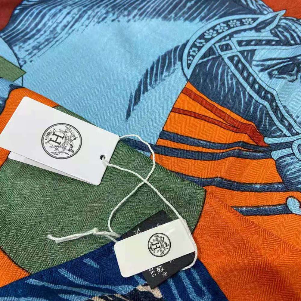 Hermes Women Cavalier En Formes Scarf 90-Orange - image 8