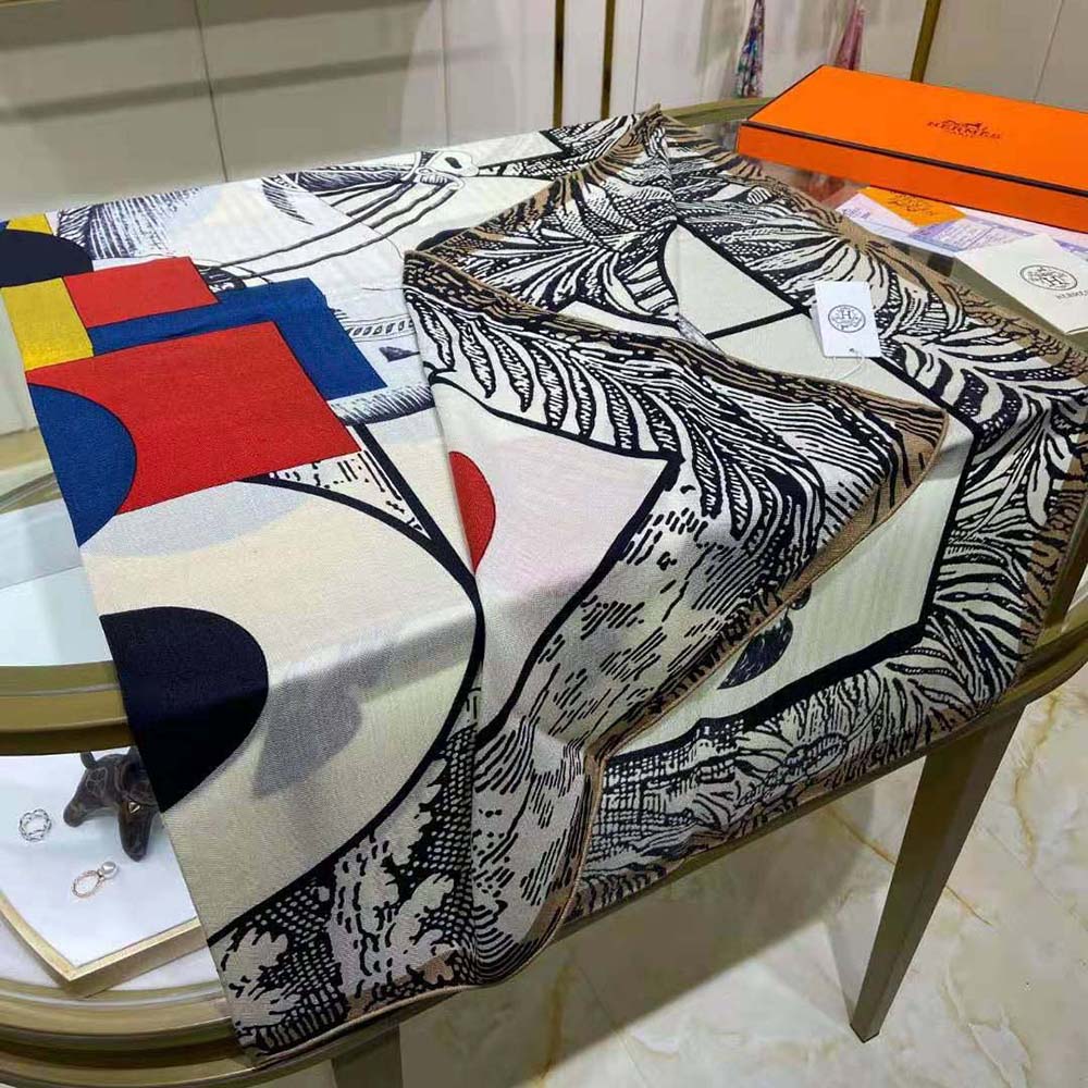 Hermes Women Cavalier En Formes Scarf 90-White - image 6