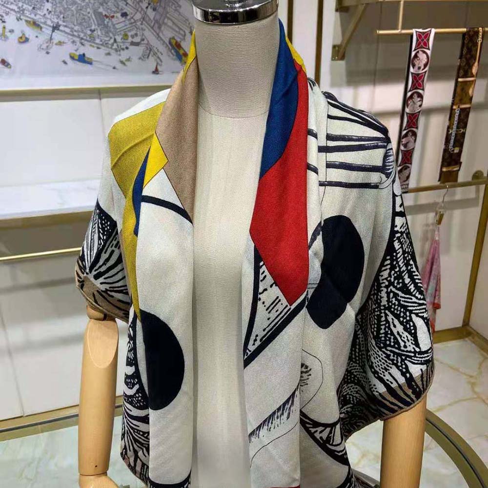 Hermes Women Cavalier En Formes Scarf 90-White - image 4
