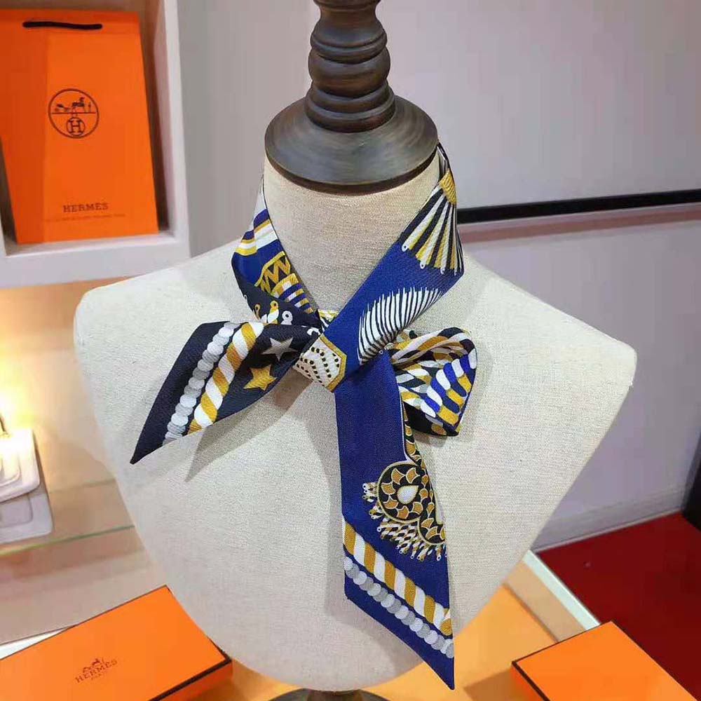 Hermes Women Epaulettes De Gala Twilly-Navy tied on navy handbag handle