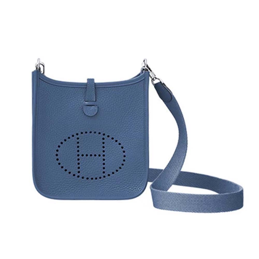 Front view of Hermes Women Evelyne 16 Shoulder Bag in navy calfskin