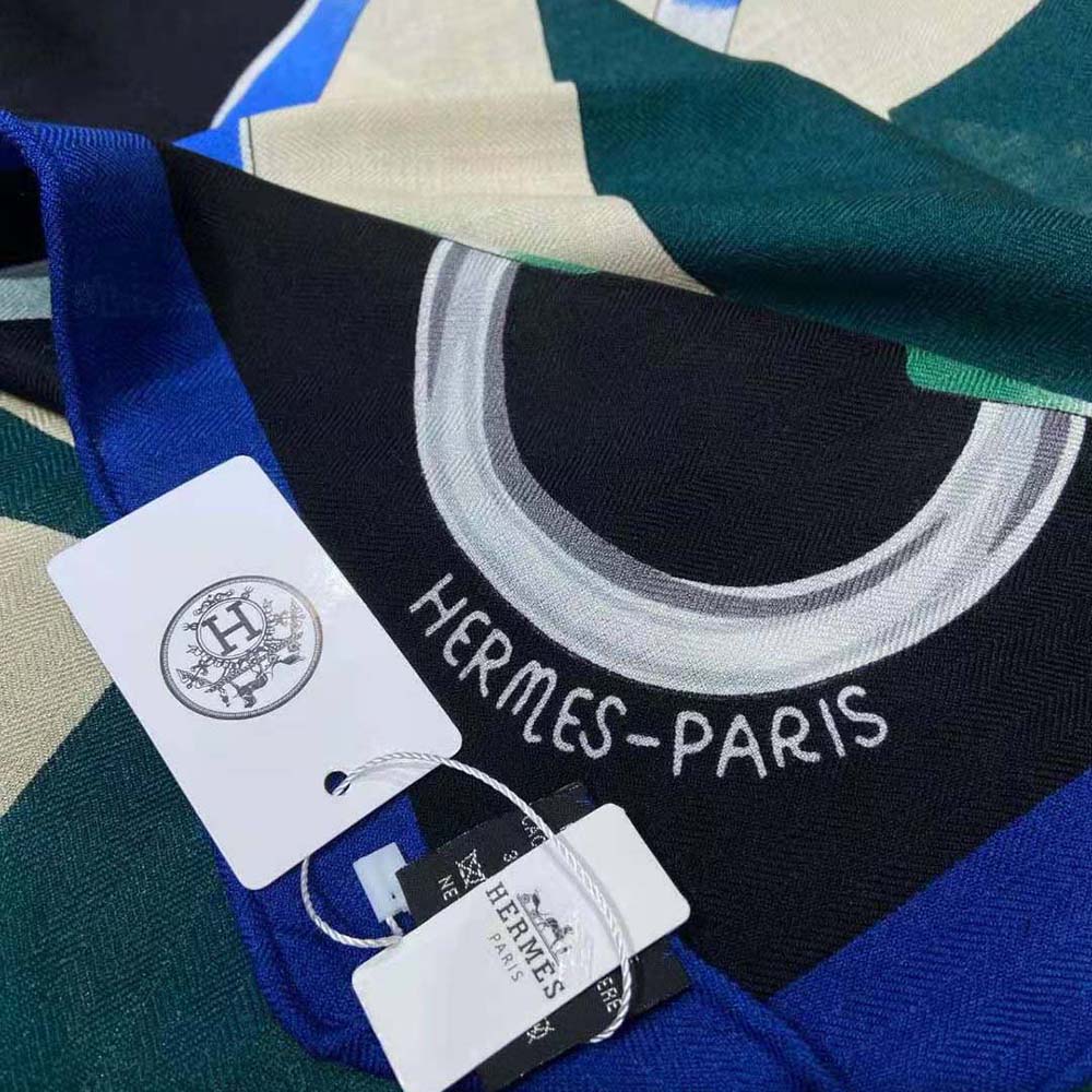 Hermes Women Figure Artistique Scarf 90-Green - image 9