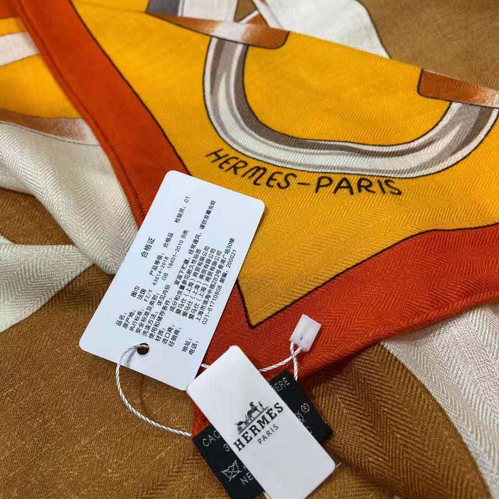 Hermes Women Figure Artistique Scarf 90-Orange - image 8