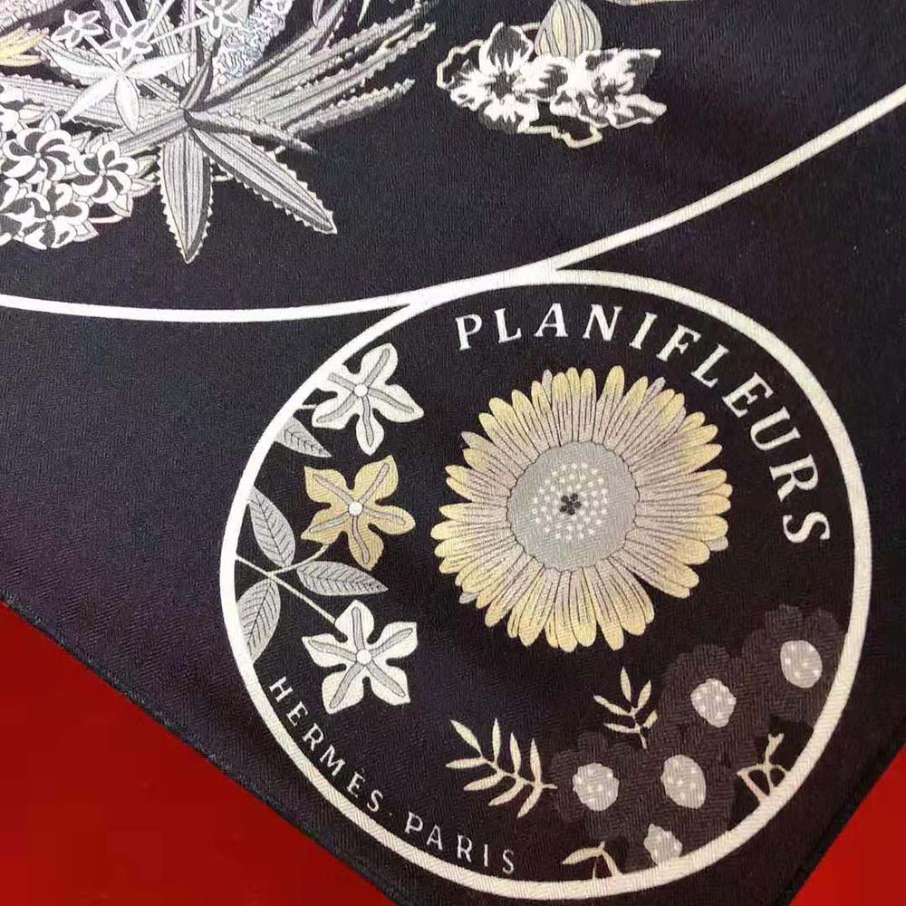 Hermes Women Planifleurs Scarf 90-Black - image 8
