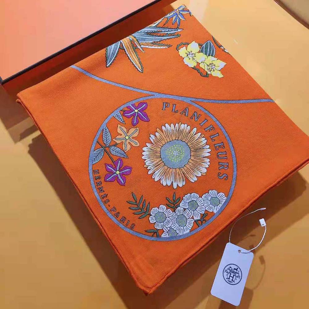 Hermes Women Planifleurs Scarf 90-Orange - image 6