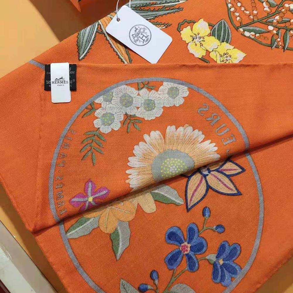 Hermes Women Planifleurs Scarf 90-Orange - image 9