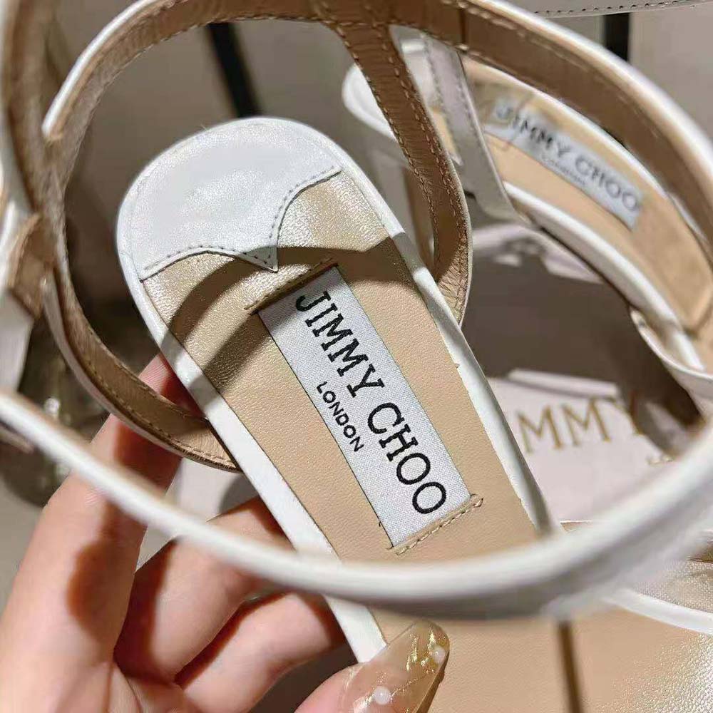 Jimmy Choo Women Sacora 85 Ivory Floral Lace Sandals with Pearl Detail - image 9