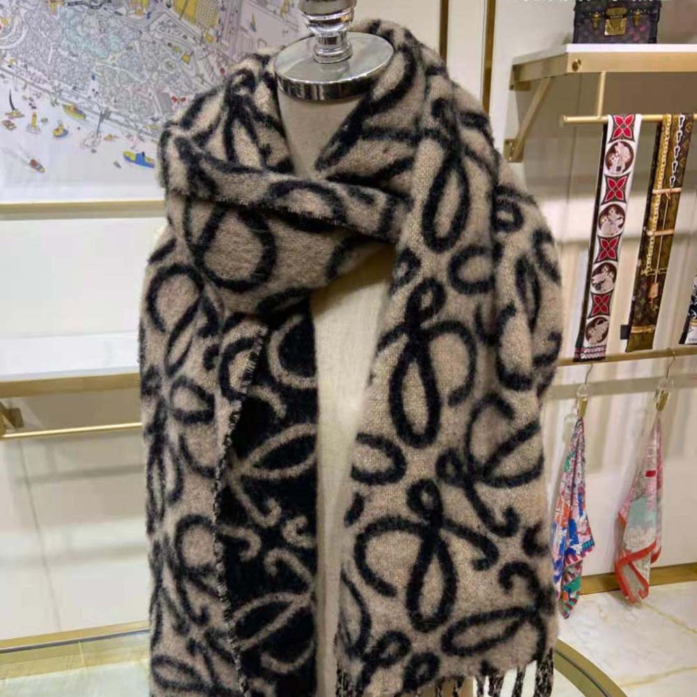 Loewe Unisex Anagram Scarf draped showing texture and edges