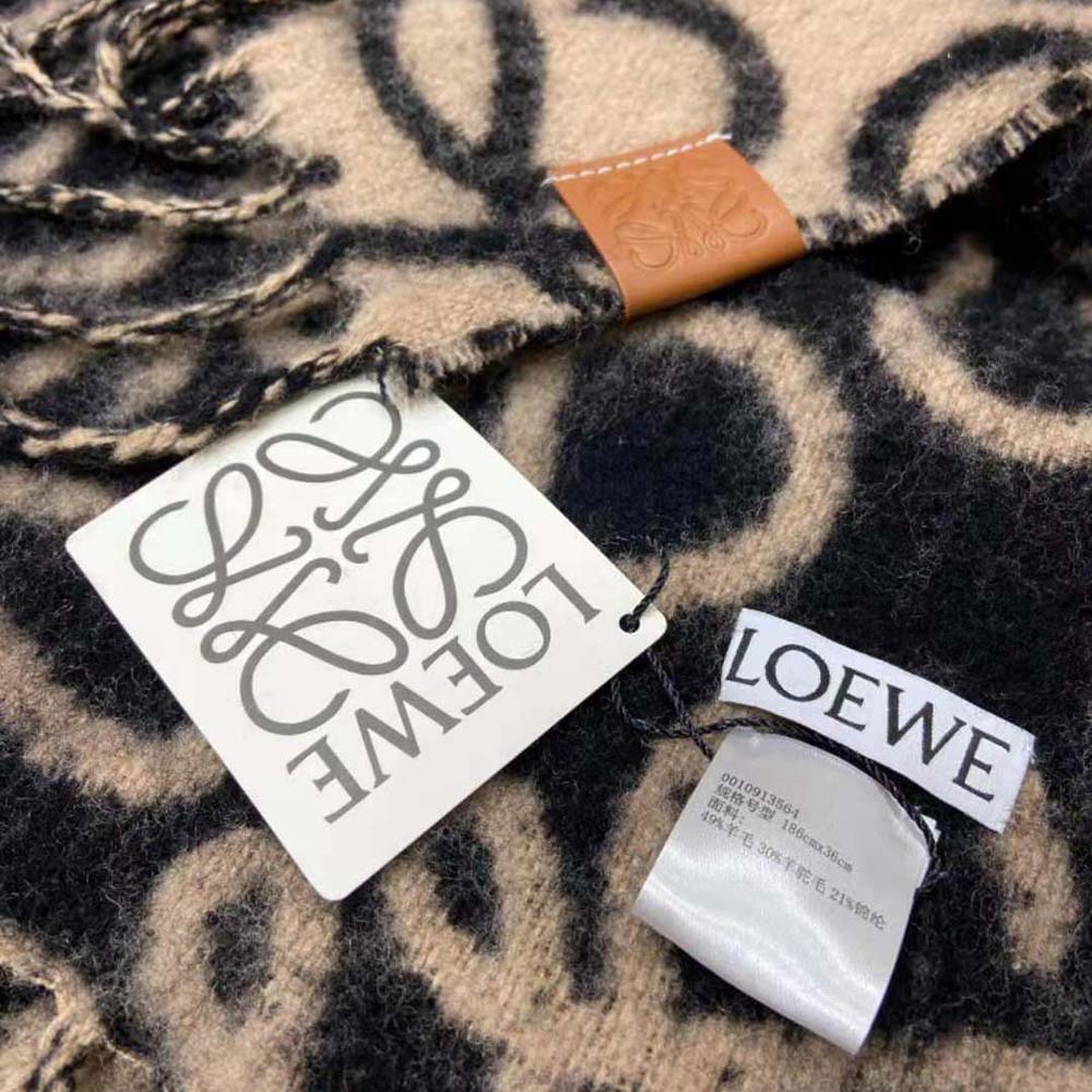 Loewe Unisex Anagram Scarf in Alpaca and Wool-Black - image 8