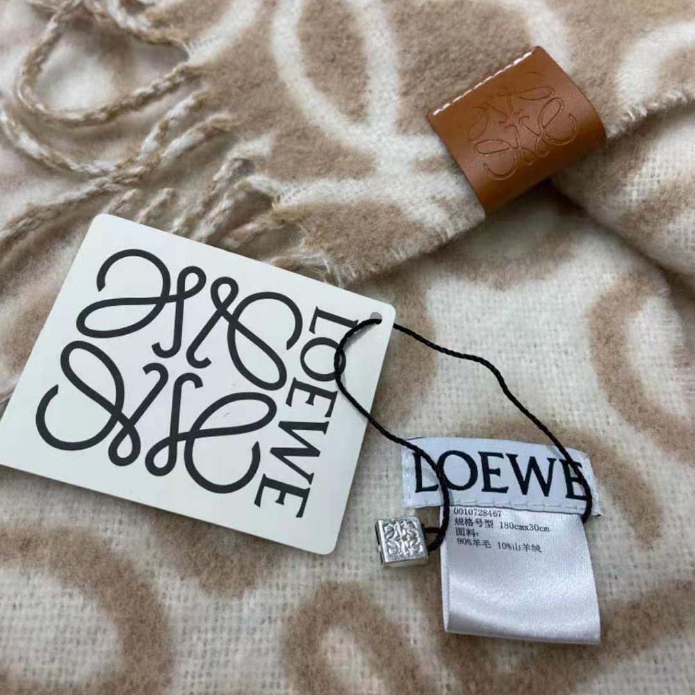 Loewe Unisex Anagram Scarf in Alpaca and Wool-White - image 7