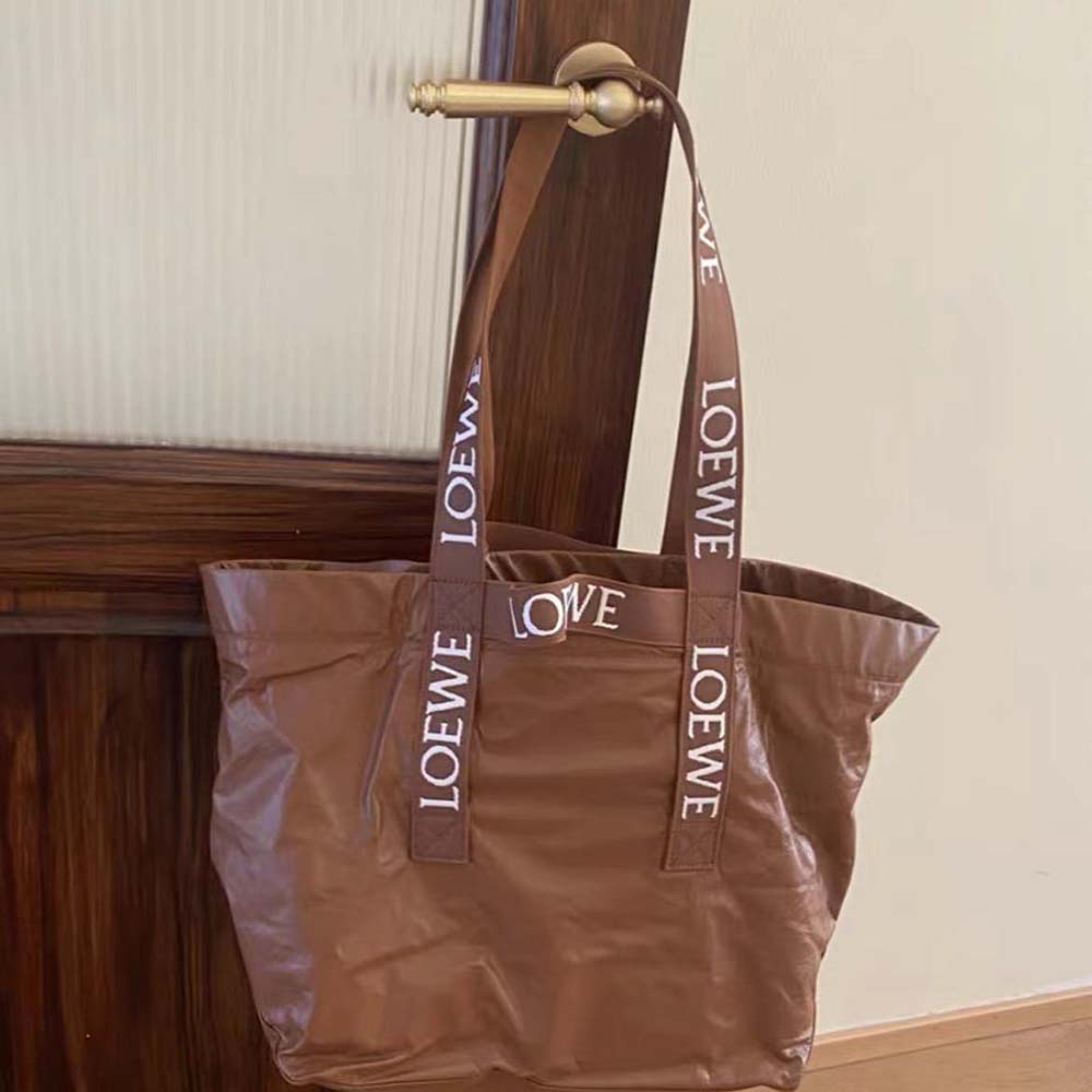 Loewe Unisex Fold Shopper in Paper Calfskin-Brown - image 4