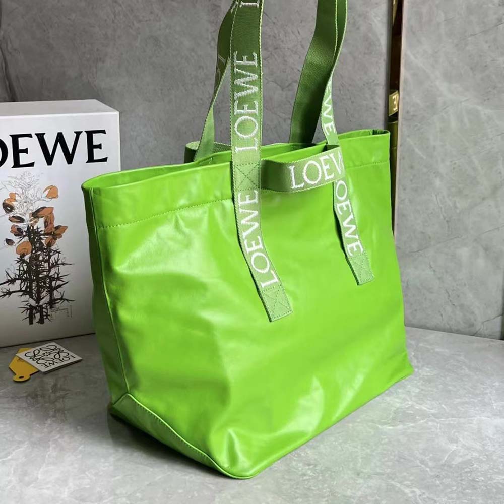 Loewe Unisex Fold Shopper in Paper Calfskin-Green - image 4