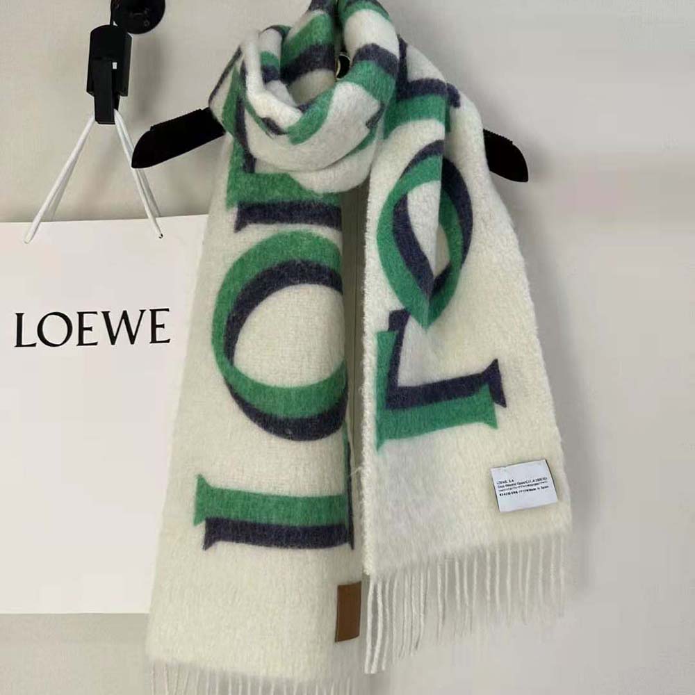 Close-up of wool and mohair texture on Loewe Unisex LOEWE Scarf