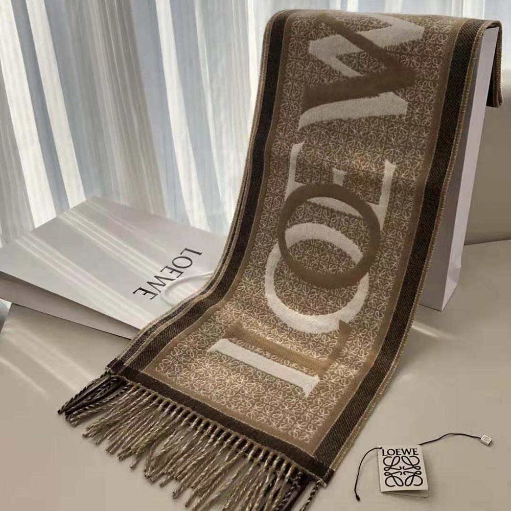 Loewe Unisex Love Scarf in Wool and Cashmere-White - image 4