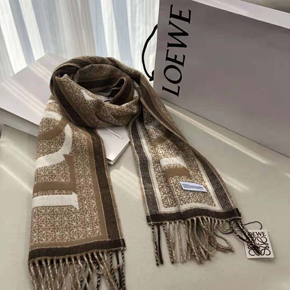 Loewe Unisex Love Scarf in Wool and Cashmere-White - image 9