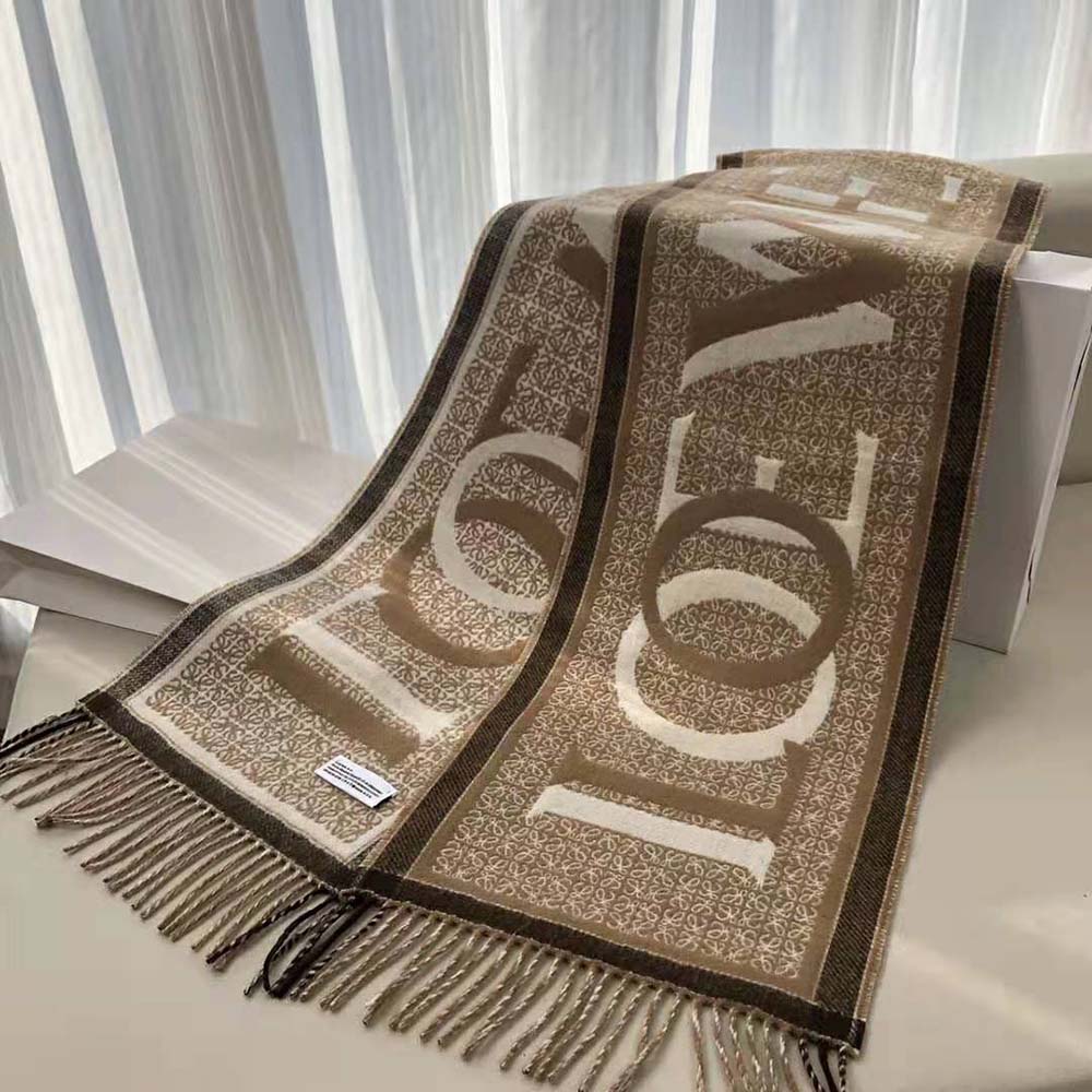 Loewe Unisex Love Scarf in Wool and Cashmere-White - image 8