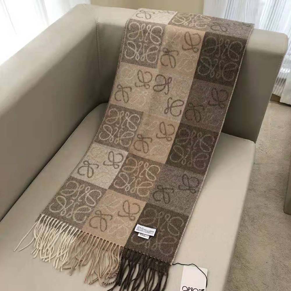 Loewe Unisex Scarf in Wool and Cashmere-Beige - image 8
