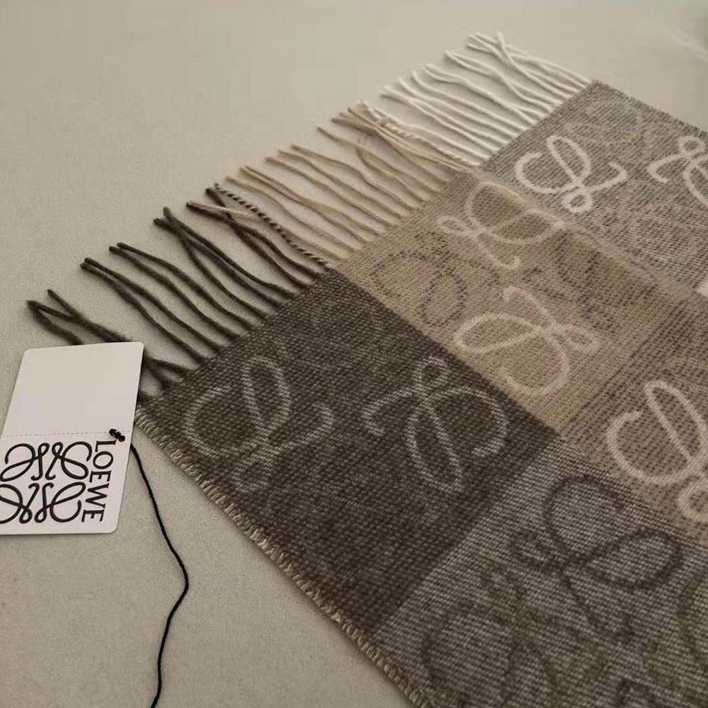Loewe Unisex Scarf in Wool and Cashmere-Beige - image 9