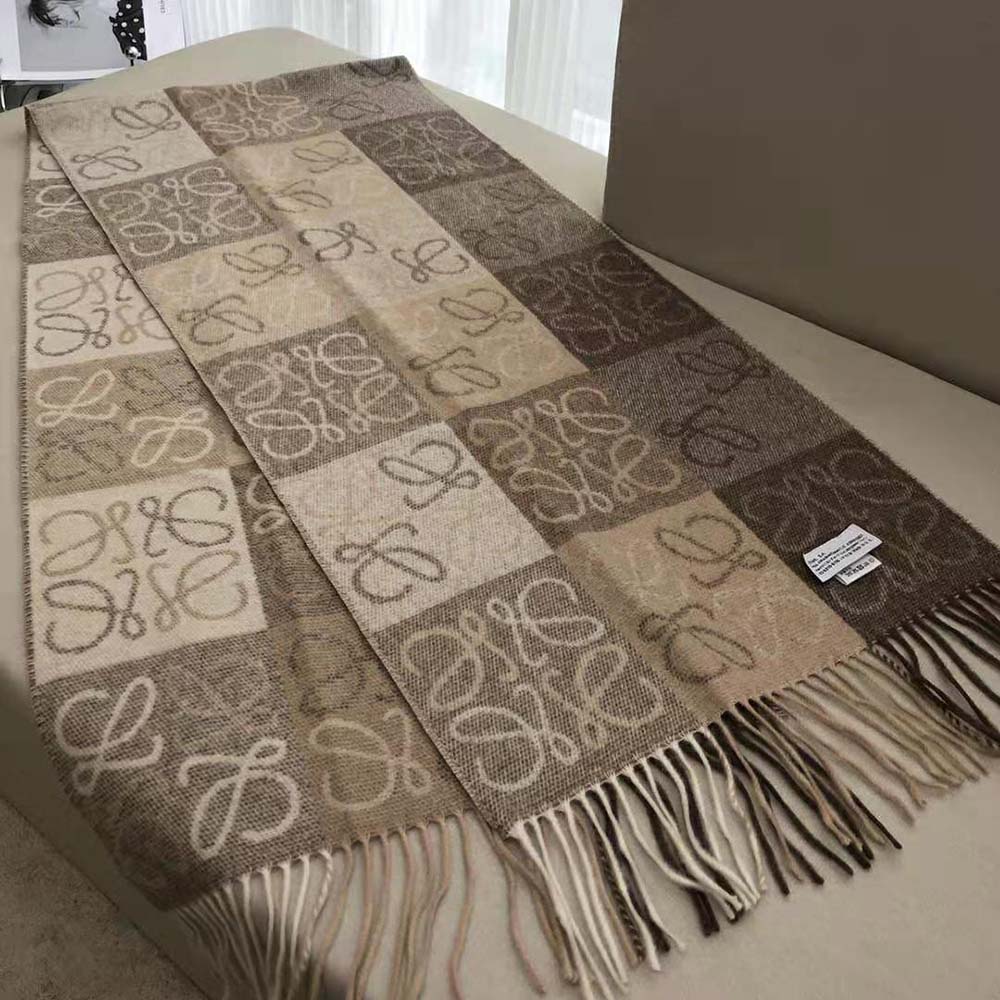 Loewe Unisex Scarf in Wool and Cashmere-Beige - image 6