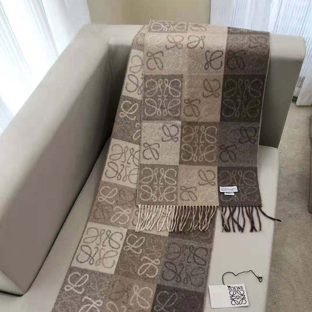 Loewe Unisex Scarf in Wool and Cashmere-Beige - image 5