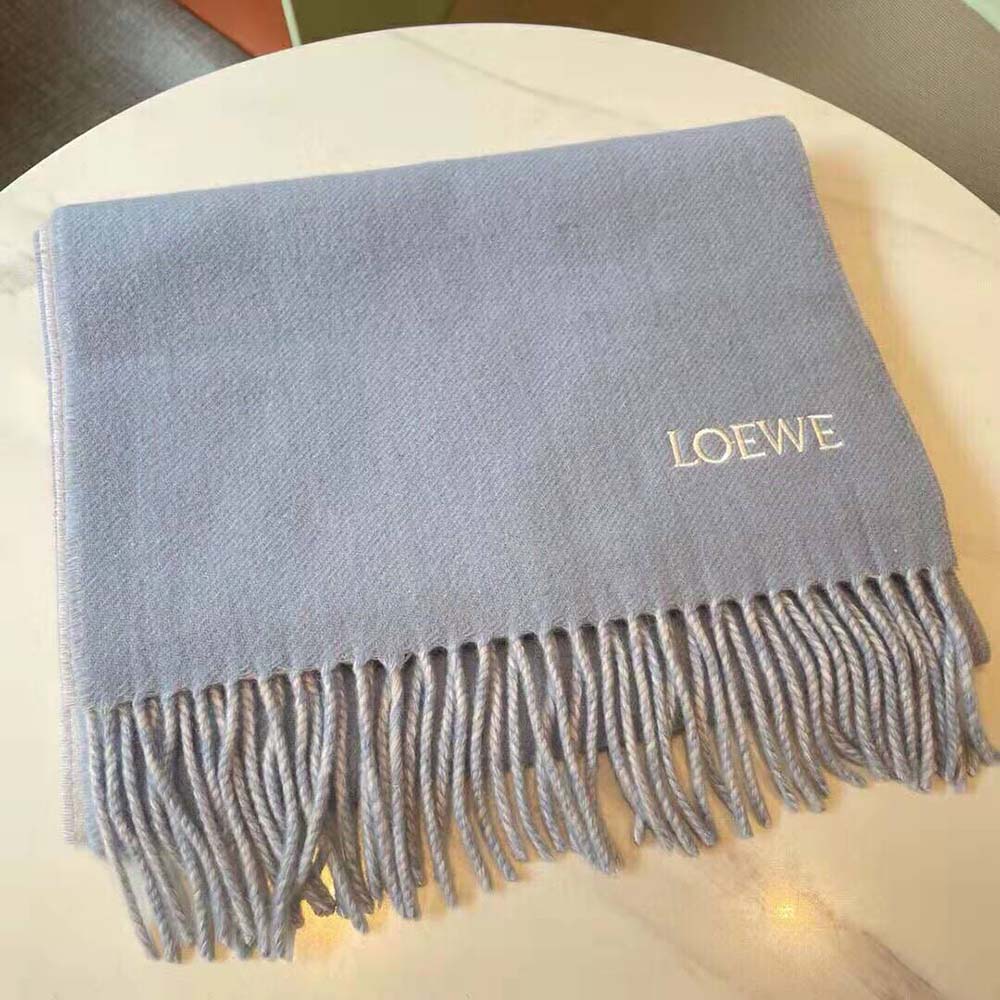 Loewe Unisex Scarf in Wool and Cashmere-Blue - image 5