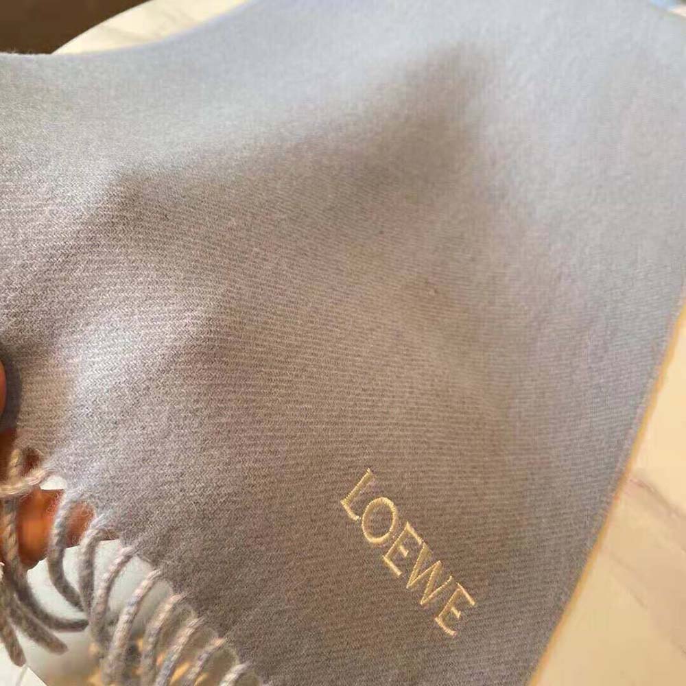 Loewe Unisex Scarf in Wool and Cashmere-Blue - image 7