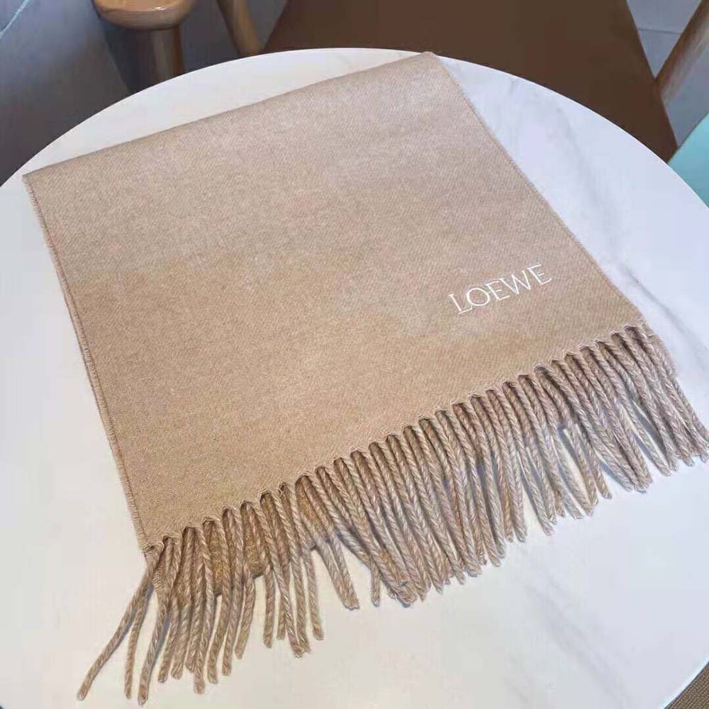 Loewe Unisex Scarf in Wool and Cashmere-Brown - image 5