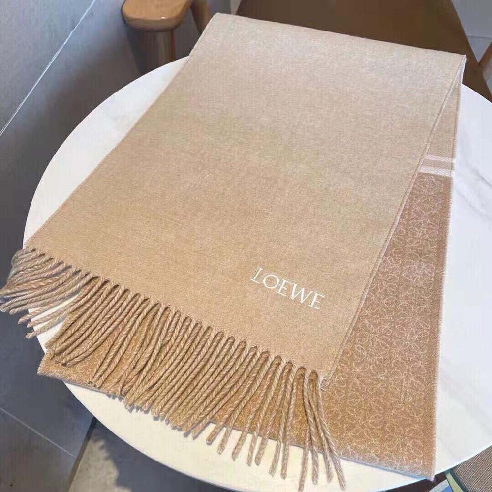 Loewe Unisex Scarf in Wool and Cashmere-Brown - image 8