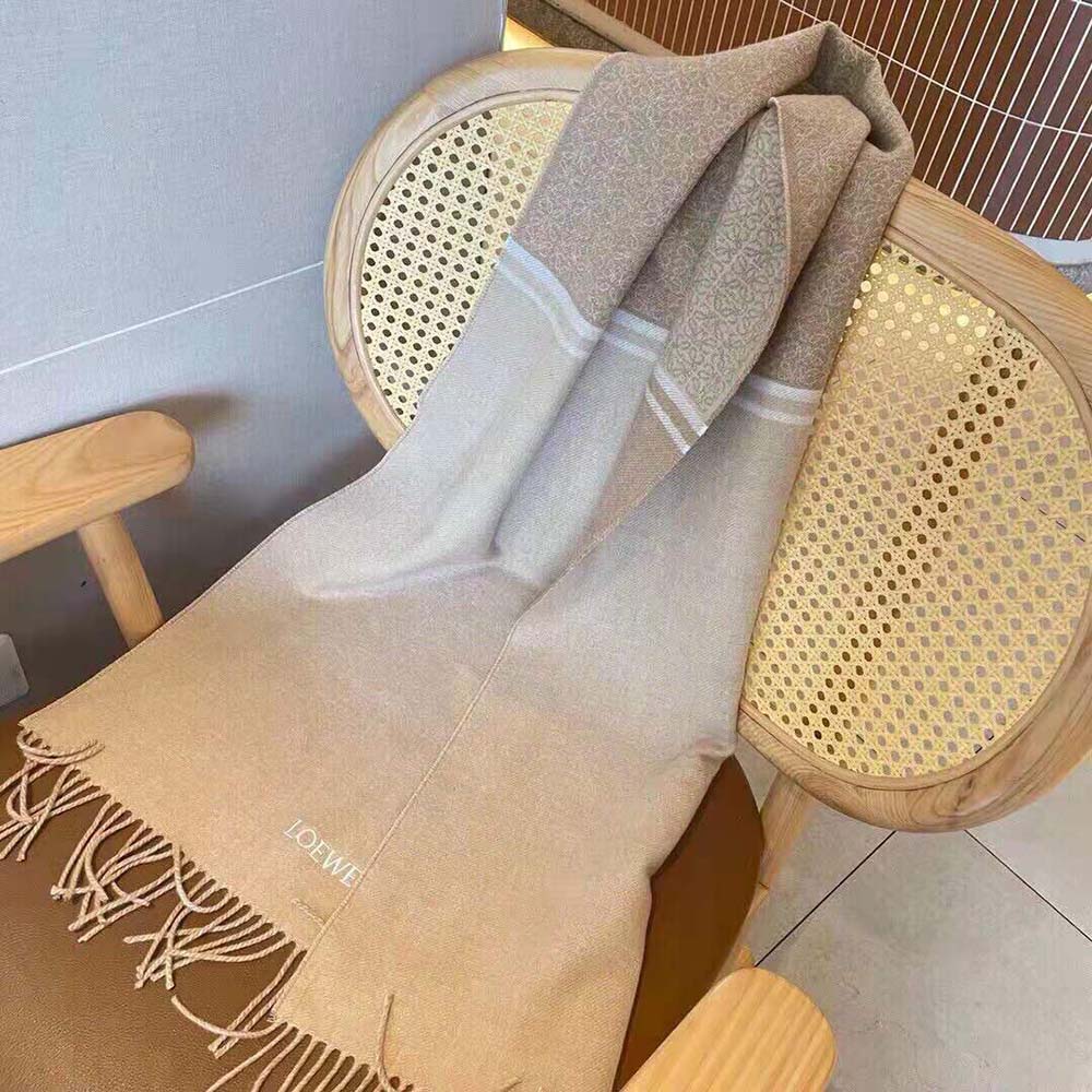 Loewe Unisex Scarf in Wool and Cashmere-Brown - image 4