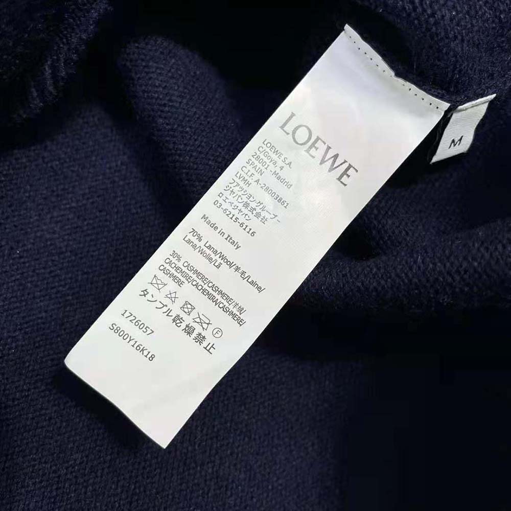 Loewe Women Cropped Argyle Sweater in Wool-Navy - image 10