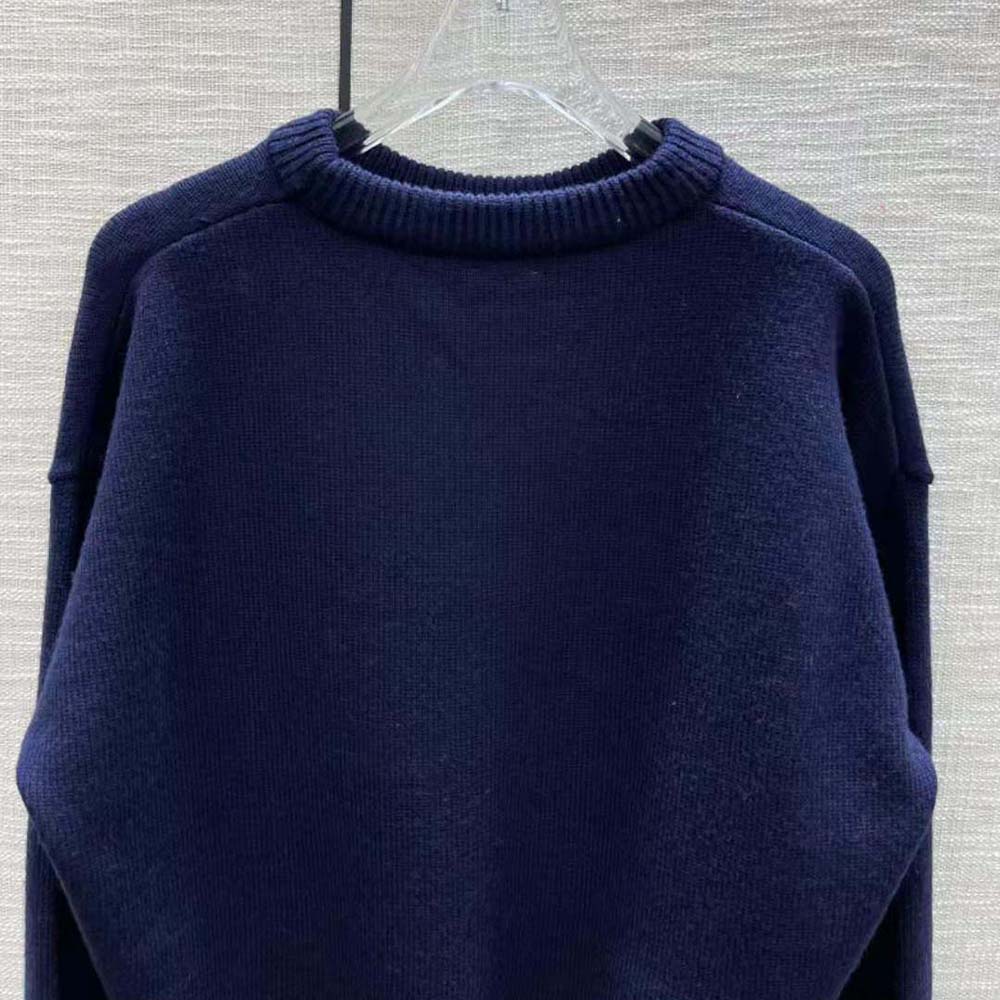 Loewe Women Cropped Argyle Sweater in Wool-Navy - image 7