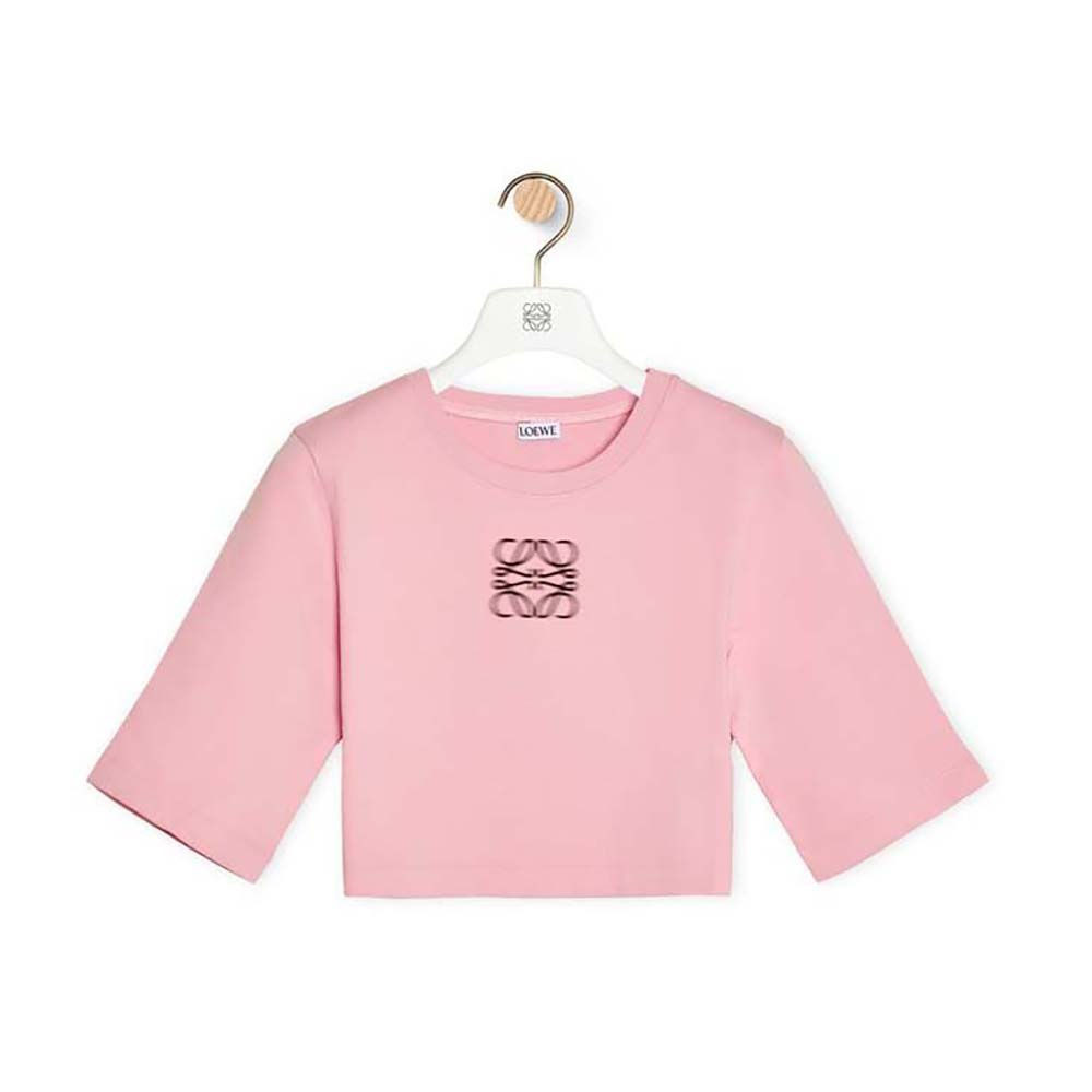 Front view of Loewe Women Cropped T-shirt in Cotton-Pink