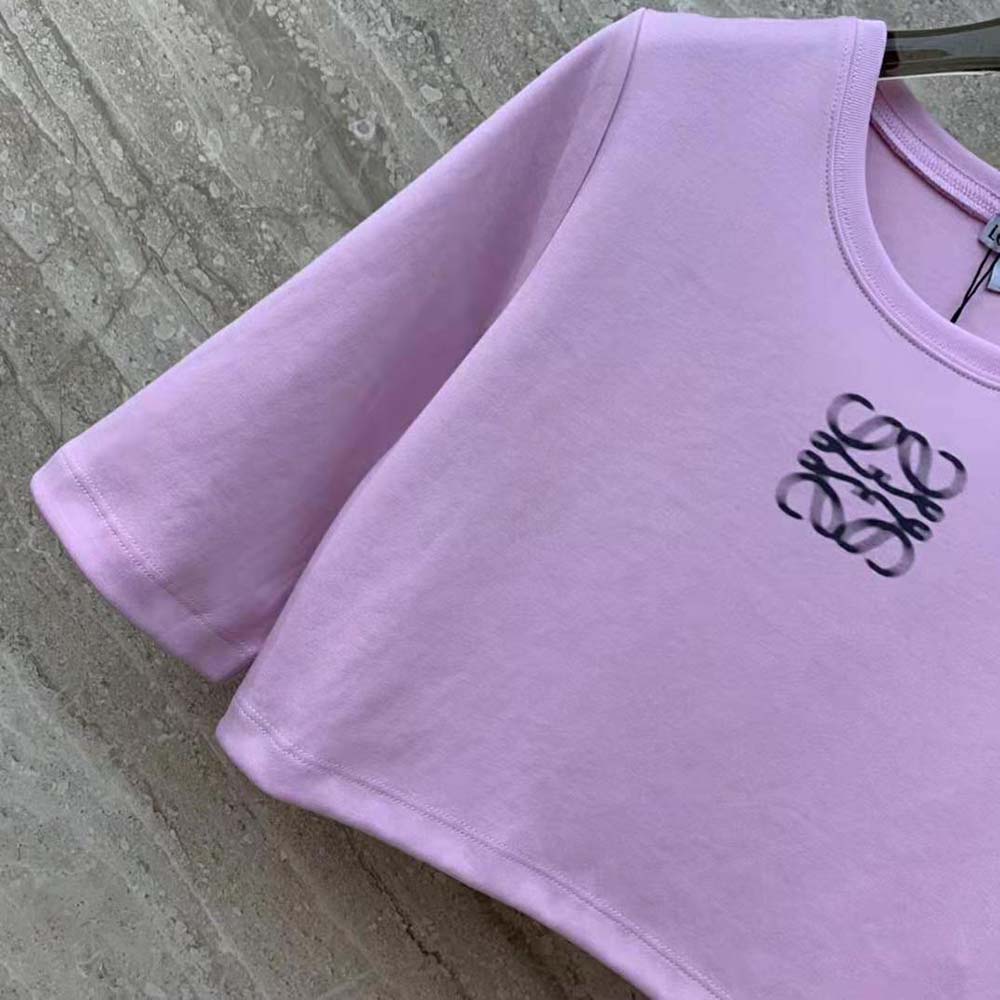 Loewe Women Cropped T-shirt in Cotton-Pink - image 5