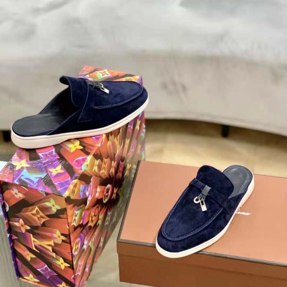 Loro Piana Unisex Babouche Charms Walk Loafers-Navy - image 5