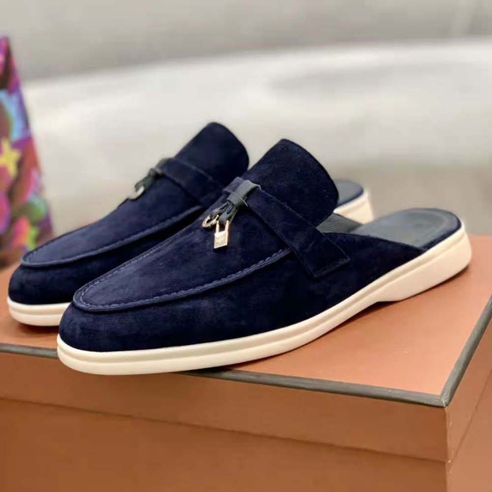Loro Piana Unisex Babouche Charms Walk Loafers-Navy - image 7