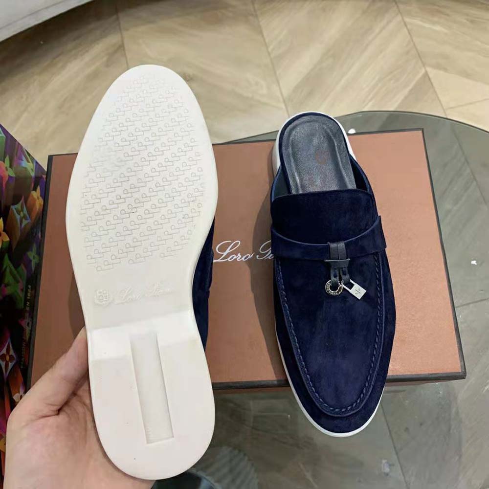 Loro Piana Unisex Babouche Charms Walk Loafers-Navy - image 10
